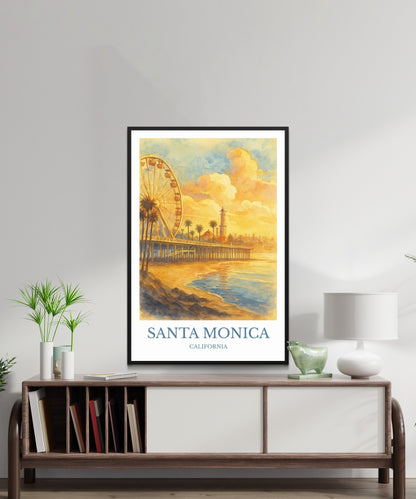Santa Monica, Watercolor design poster, California Print, Santa Monica Wall Art