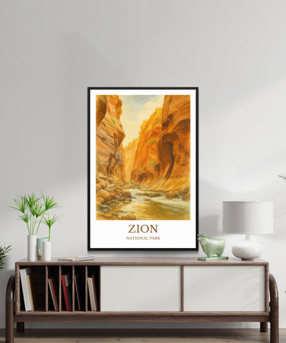 Zion, Watercolor design poster, National Park Print, Zion Wall Art