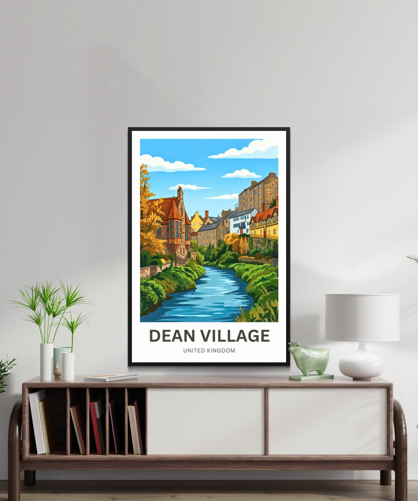 Dean Village Travel Poster - Village by the River