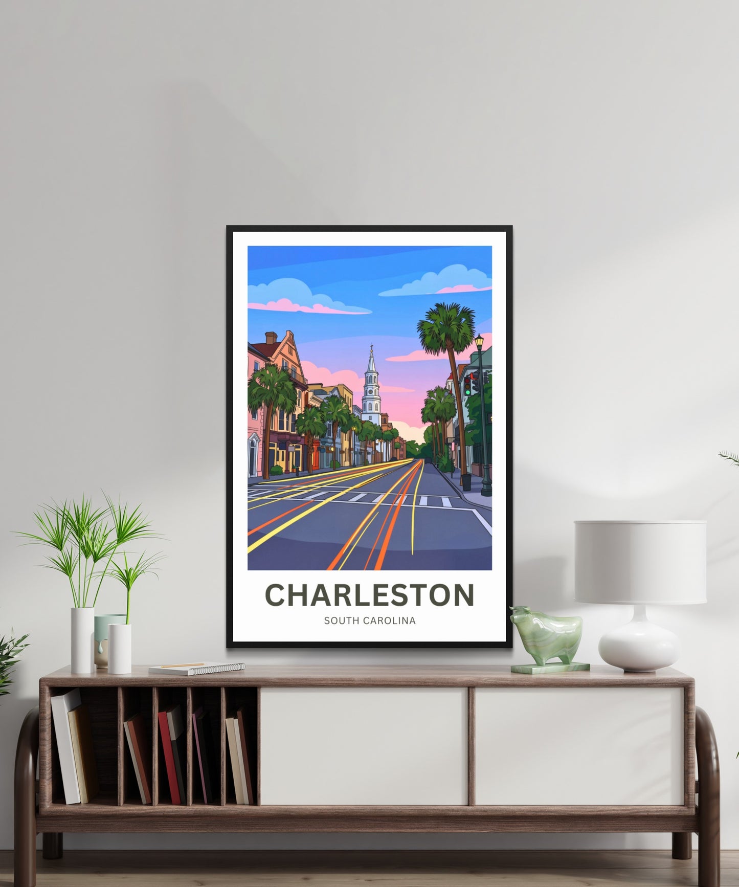 Charleston Historic District Travel Poster - Evening Glow