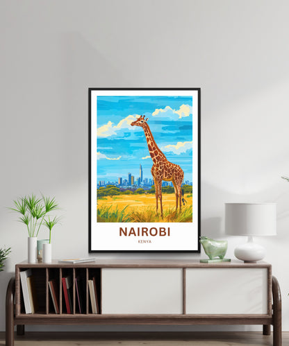 Nairobi Travel Poster - Skyline and Safari
