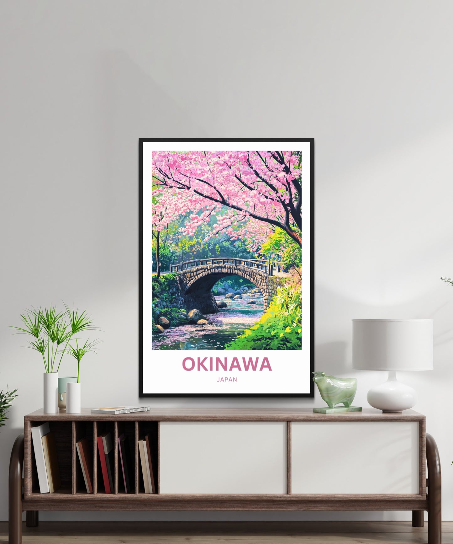 Okinawa Travel Poster  - Captivating Bridge of Springtime