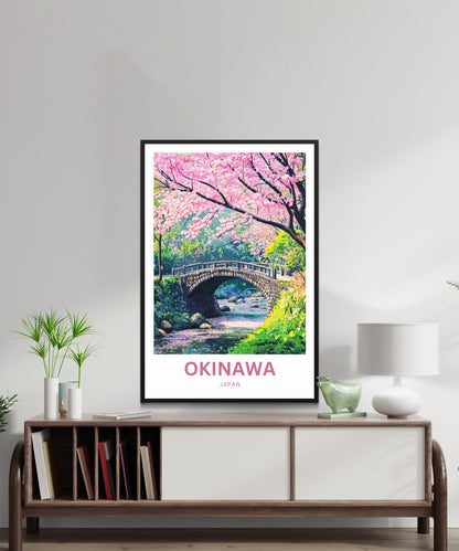 Okinawa Travel Poster  - Captivating Bridge of Springtime