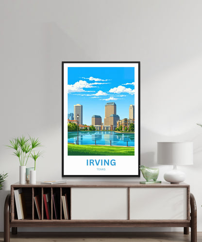 Las Colinas Irving, Texas Travel Poster - Beautiful Day View