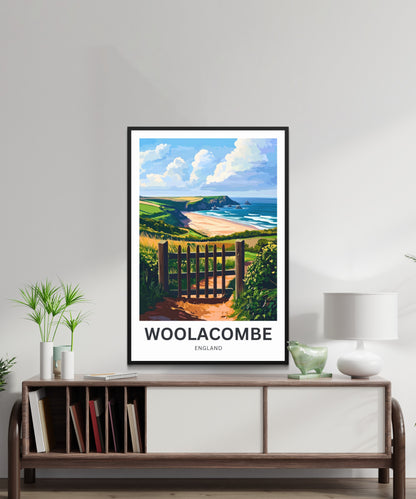 Woolacombe Travel Poster - Sunlit Coastline