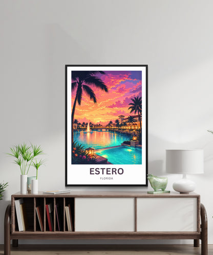 Estero, Florida Travel Poster - Captivating Sky