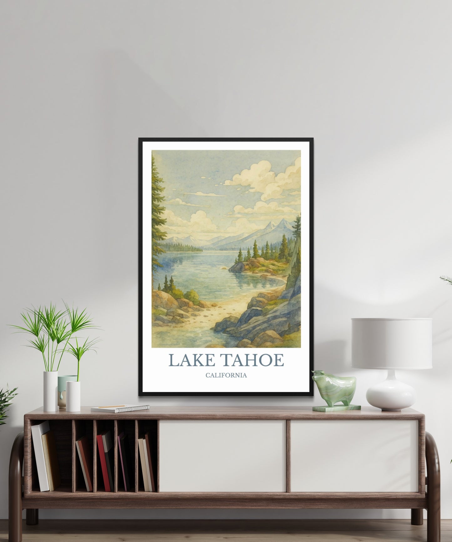 Lake Tahoe, Watercolor design poster, California Print, Lake Tahoe Wall Art