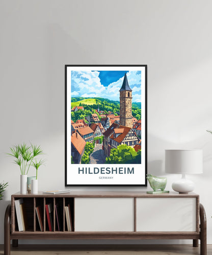 Hildesheim Travel Poster- Germany Village Street