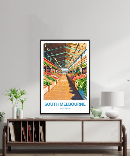 South Melbourne Market Travel Poster  - Explore Melbourne’s Fresh Side