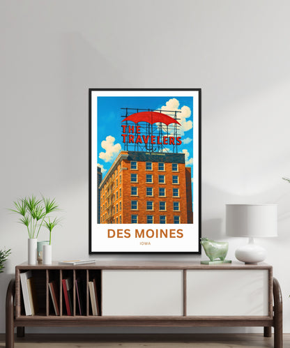 Des Moines Travel Poster - Iconic Landmark Sign