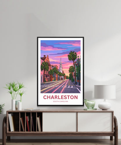 Charleston Historic District Travel Poster - Street Charm