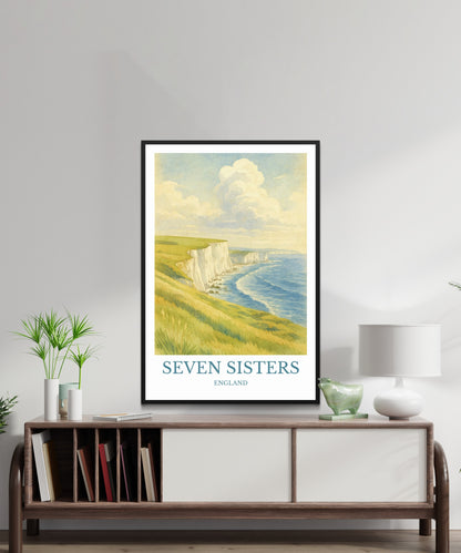 Seven Sisters, Watercolor design poster, England Print, Seven Sisters Wall Art