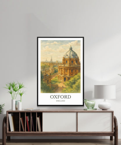 Oxford, Watercolor design poster, England Print, Oxford Wall Art