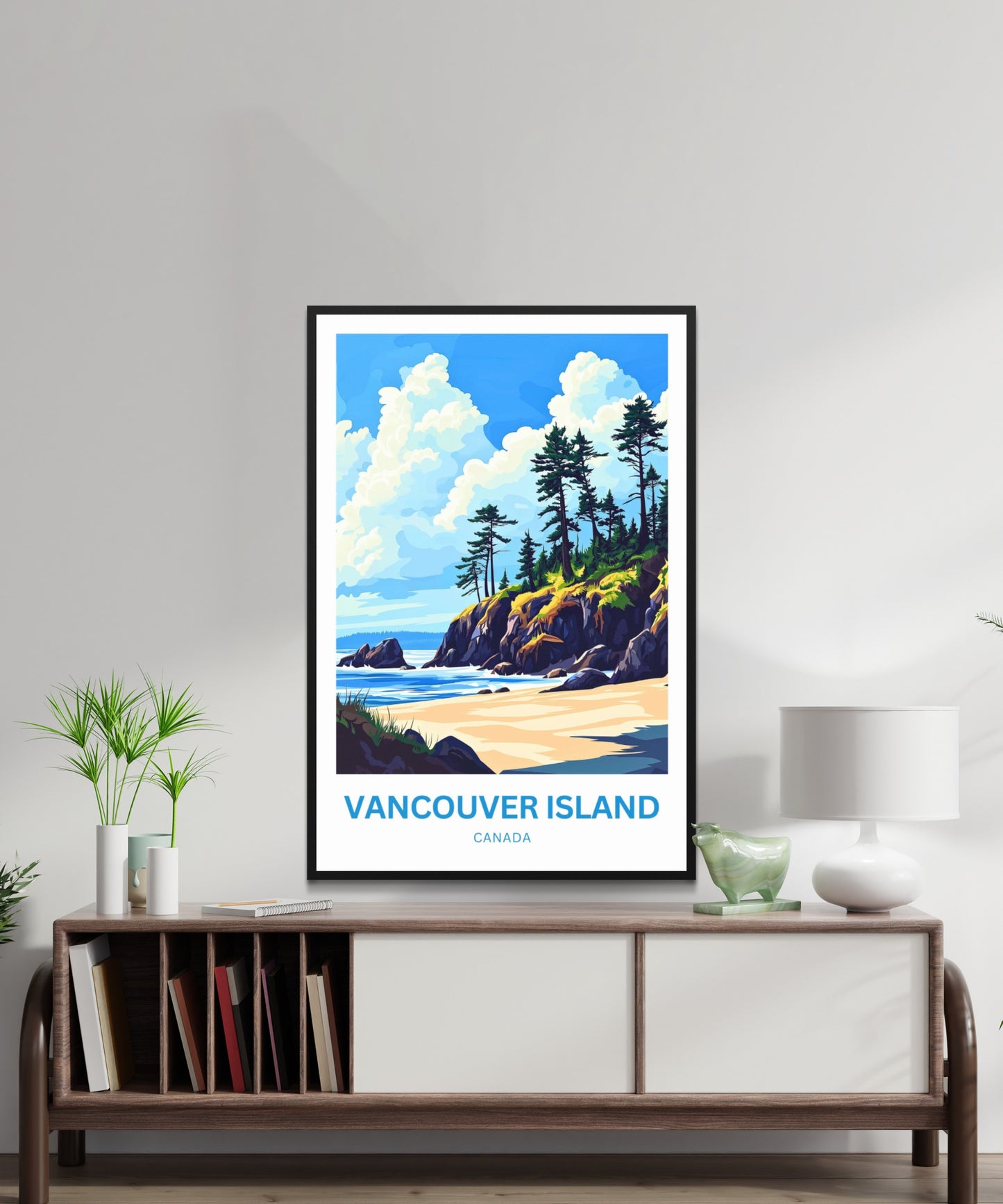 Vancouver Island Travel Poster - Whispering Pines by the Sea