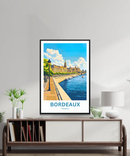 Bordeaux Travel Poster - France Riverside View