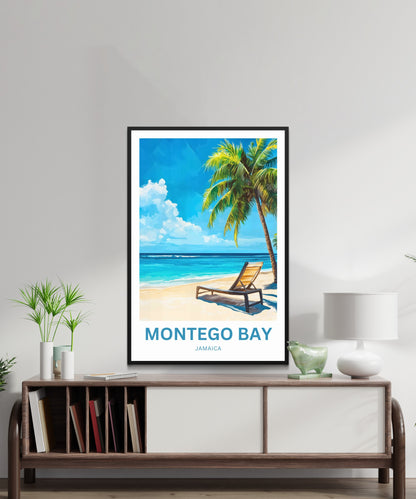Montego Bay Travel Poster  - Relaxing and Refreshing Jamaican Beach