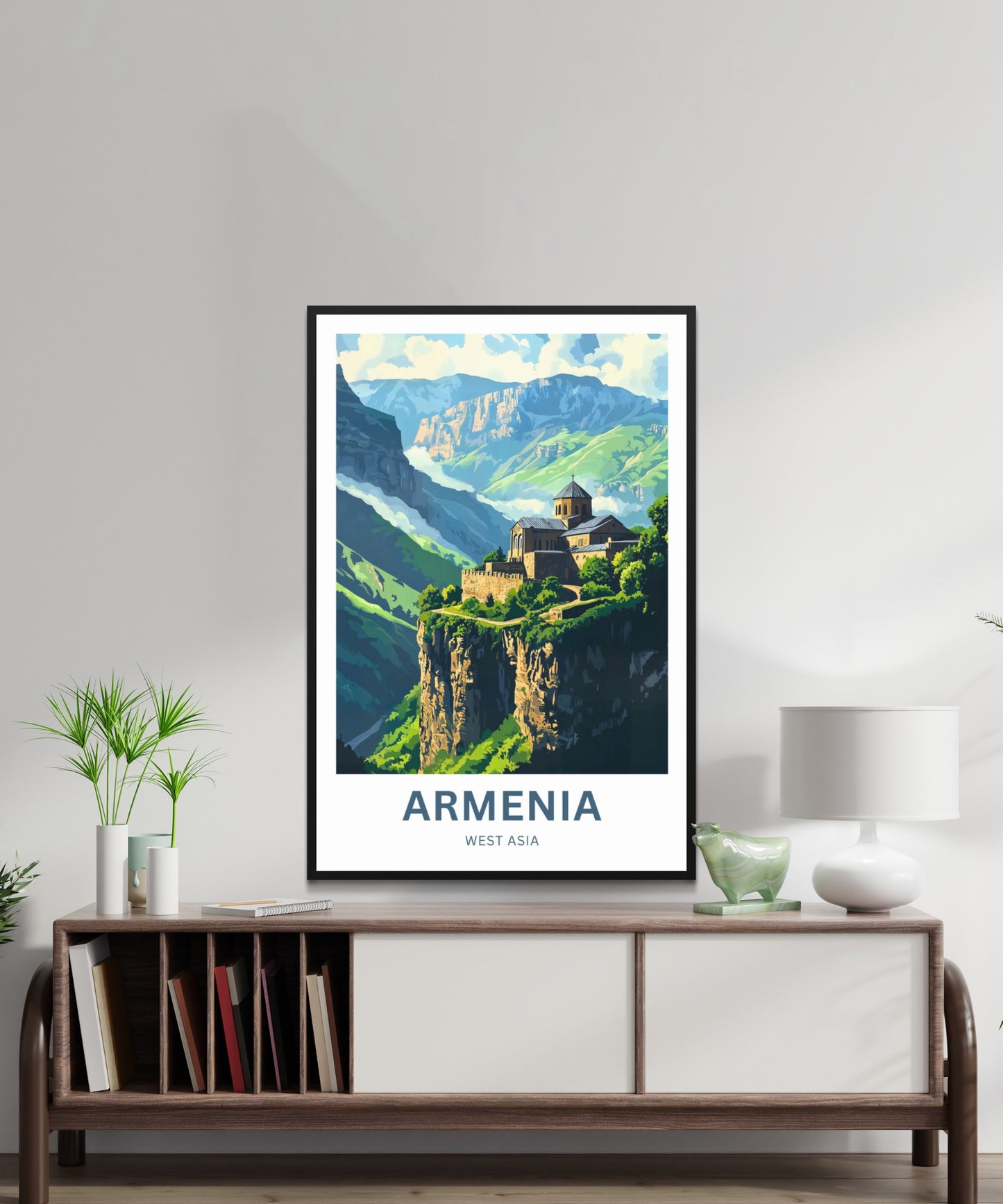 Armenia Travel Poster - Land of Mountains & Monasteries