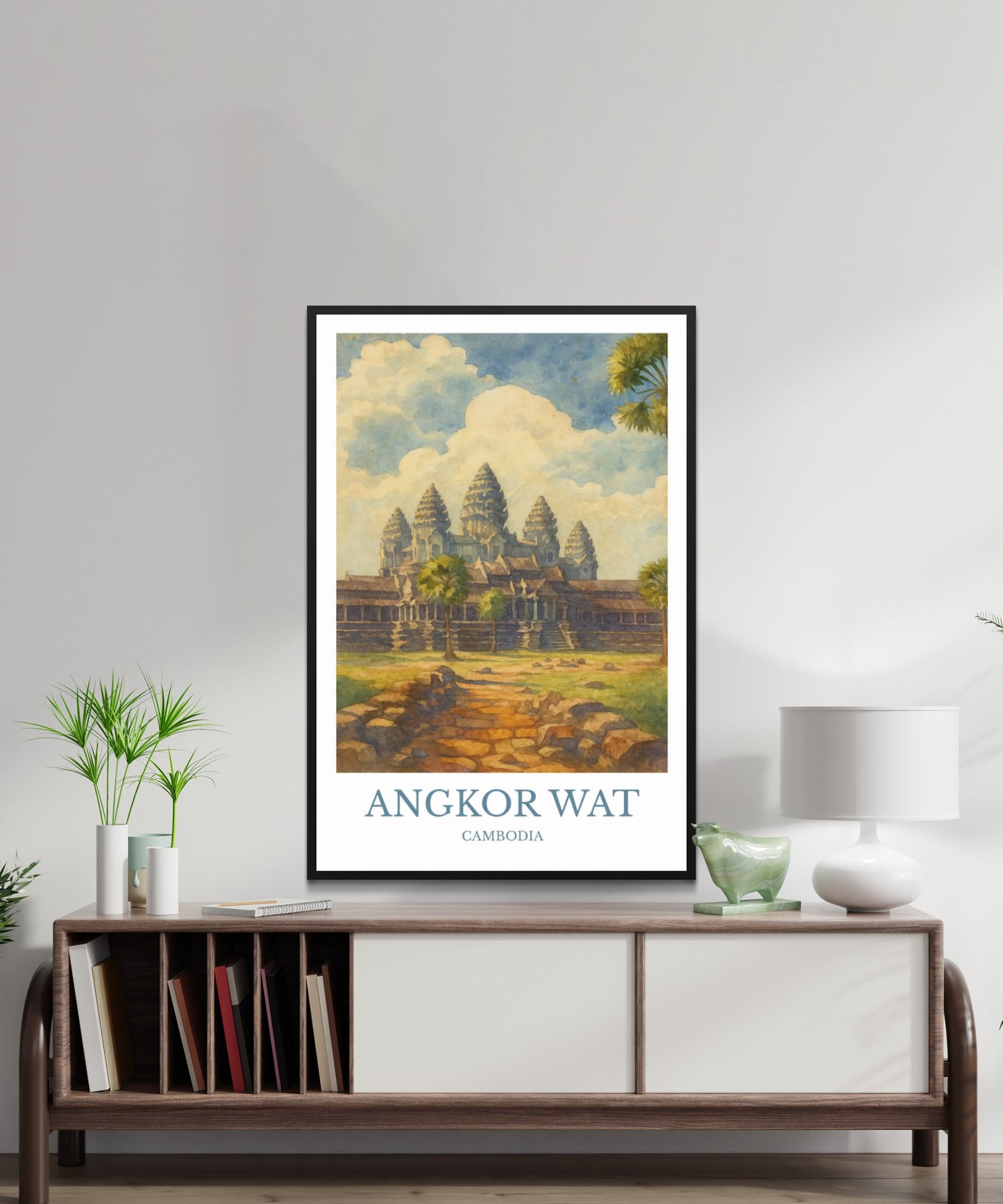 Angkor Wat, Watercolor design poster, Cambodia Print, Angkor Wat Wall Art