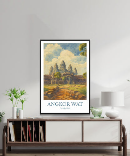 Angkor Wat, Watercolor design poster, Cambodia Print, Angkor Wat Wall Art