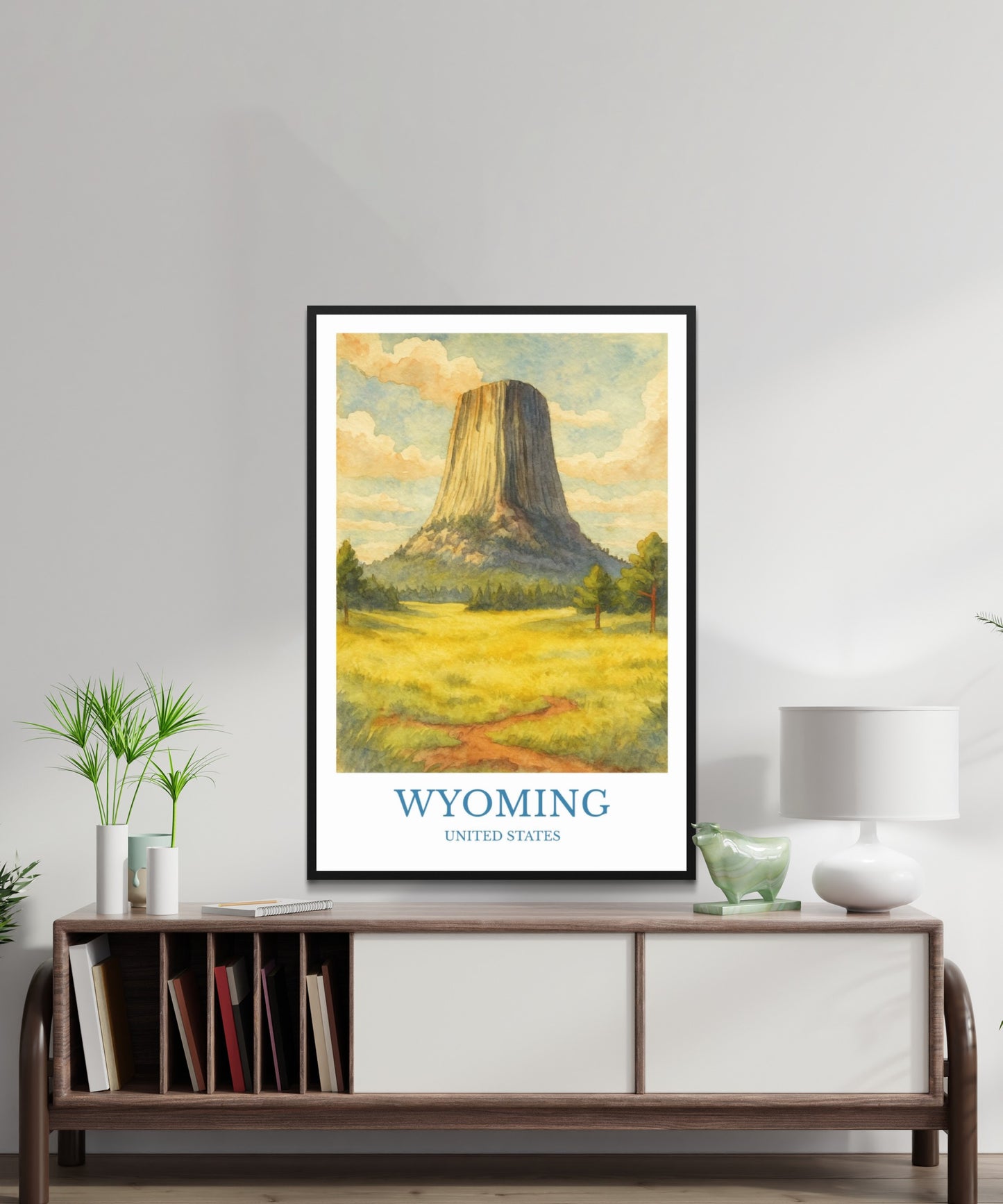 Wyoming, Watercolor design poster, United States Print, Wyoming Wall Art