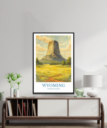 Wyoming, Watercolor design poster, United States Print, Wyoming Wall Art
