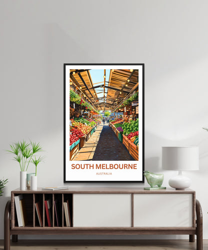 South Melbourne Market Travel Poster  - The Heartbeat of Melbourne
