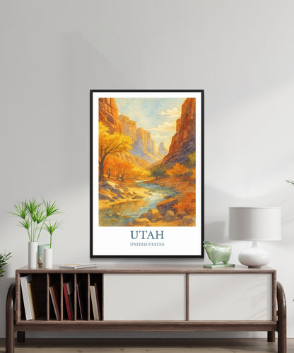 Utah, Watercolor design poster, United States Print, Utah Wall Art
