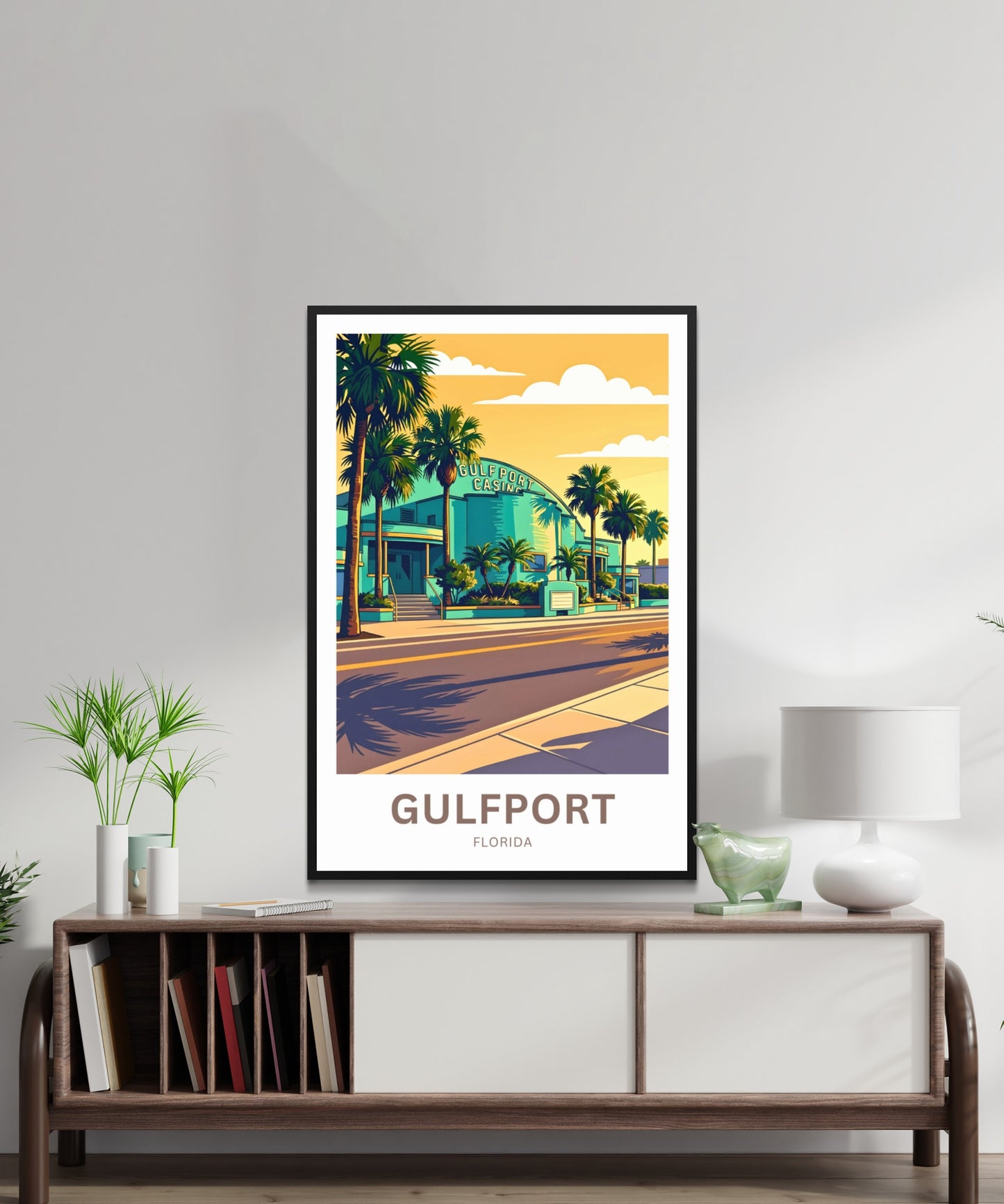 Gulfport, Florida Travel Poster - Casino Sunset
