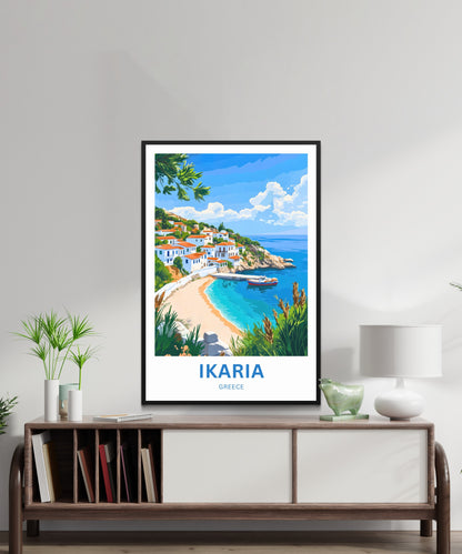 Ikaria Beach Travel Poster  - Captivating Coastal Life