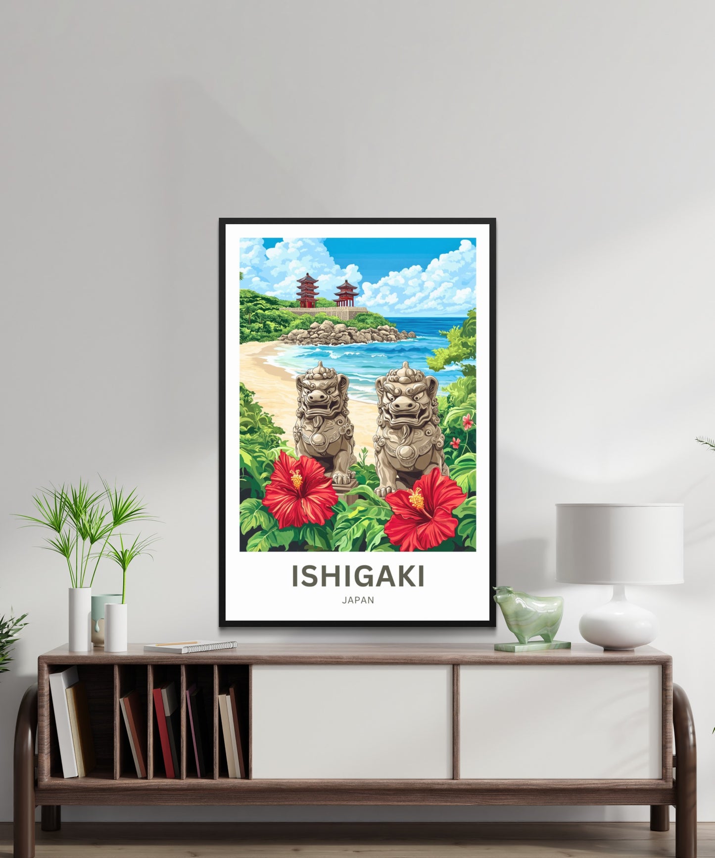Ishigaki Travel Poster - Guardians of the Ryukyu Shore