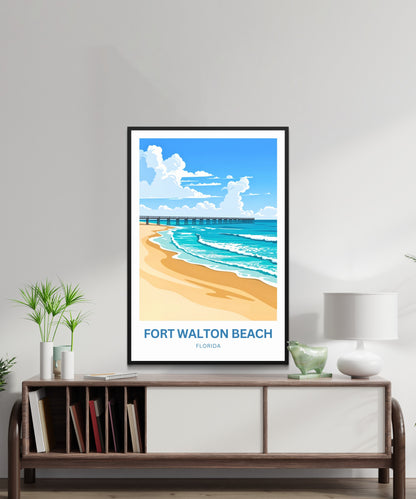 Fort Walton Beach Travel Poster - Gulf Coast Glow