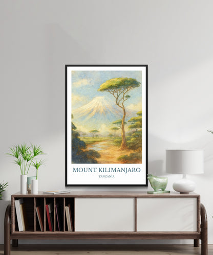 Mount Kilimanjaro, Watercolor design poster, Africa Print, Mount Kilimanjaro Wall Art