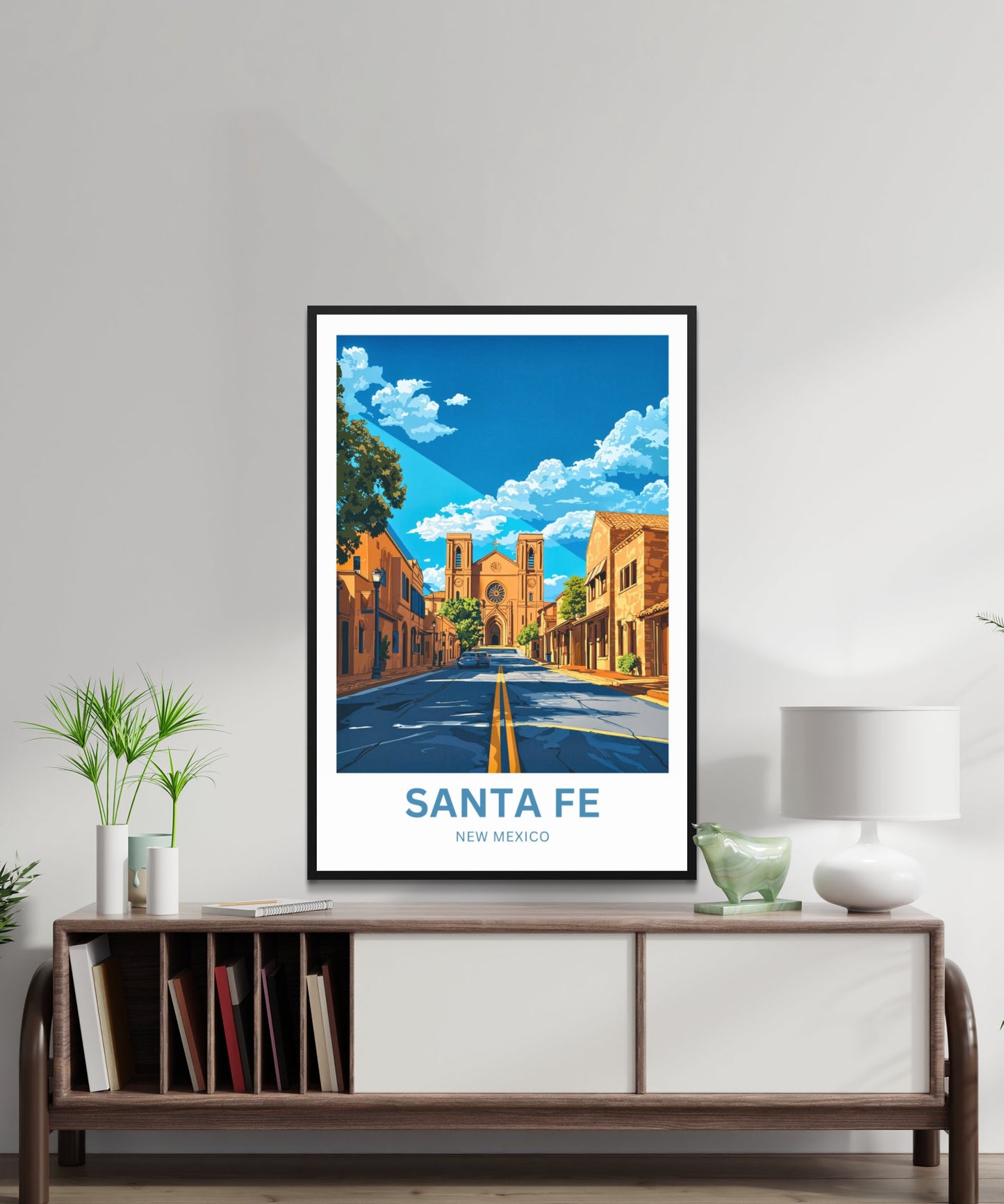 Santa Fe Travel Poster  - New Mexico Iconic Landmark