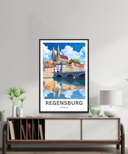 Regensburg Travel Poster -  A Medieval Masterpiece