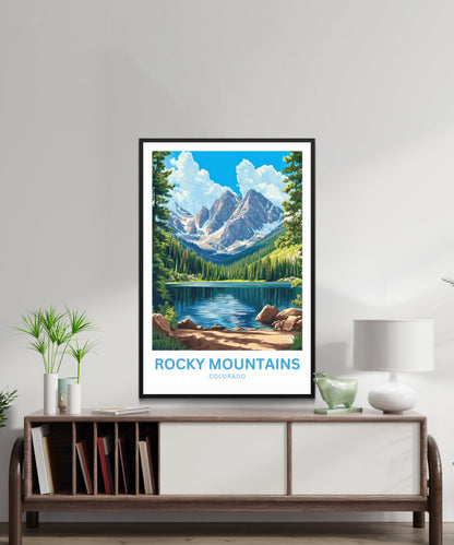 Rocky Mountains Travel Poster - Scenic Mountain Views and Landscapes