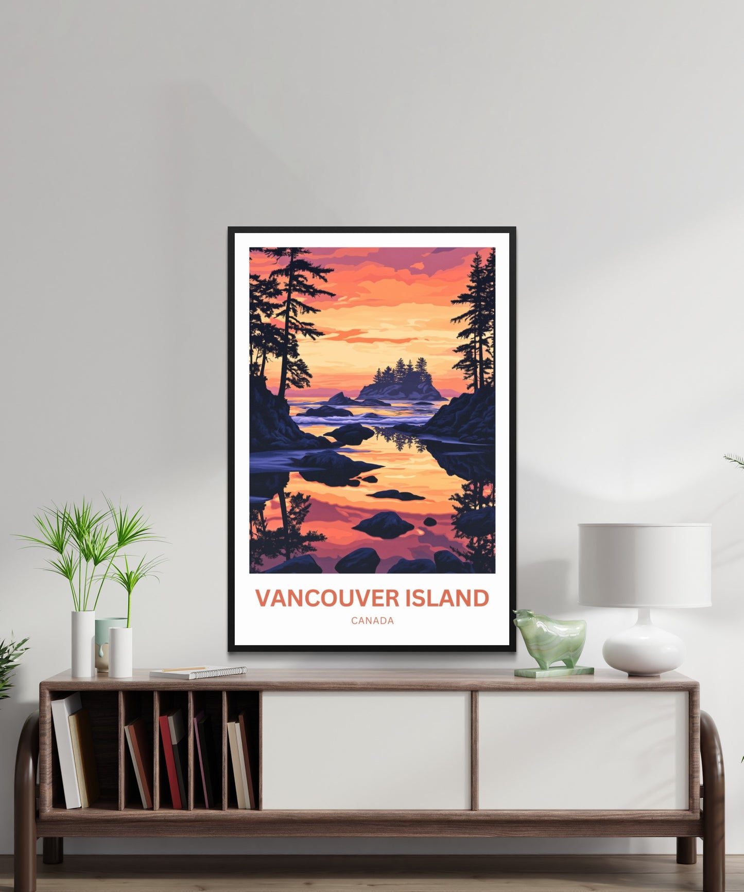 Vancouver Island Travel Poster - Captivating Sunset Island View