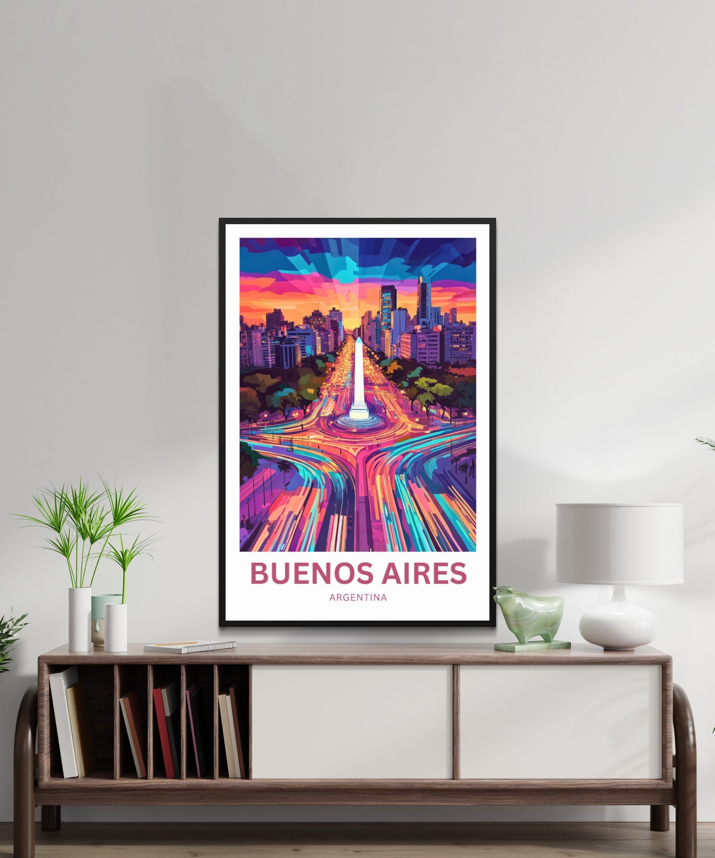 Buenos Aires Travel Poster -  City Light Streets View
