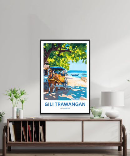 Gili Trawangan Travel Poster- Horse Carriage Transportation
