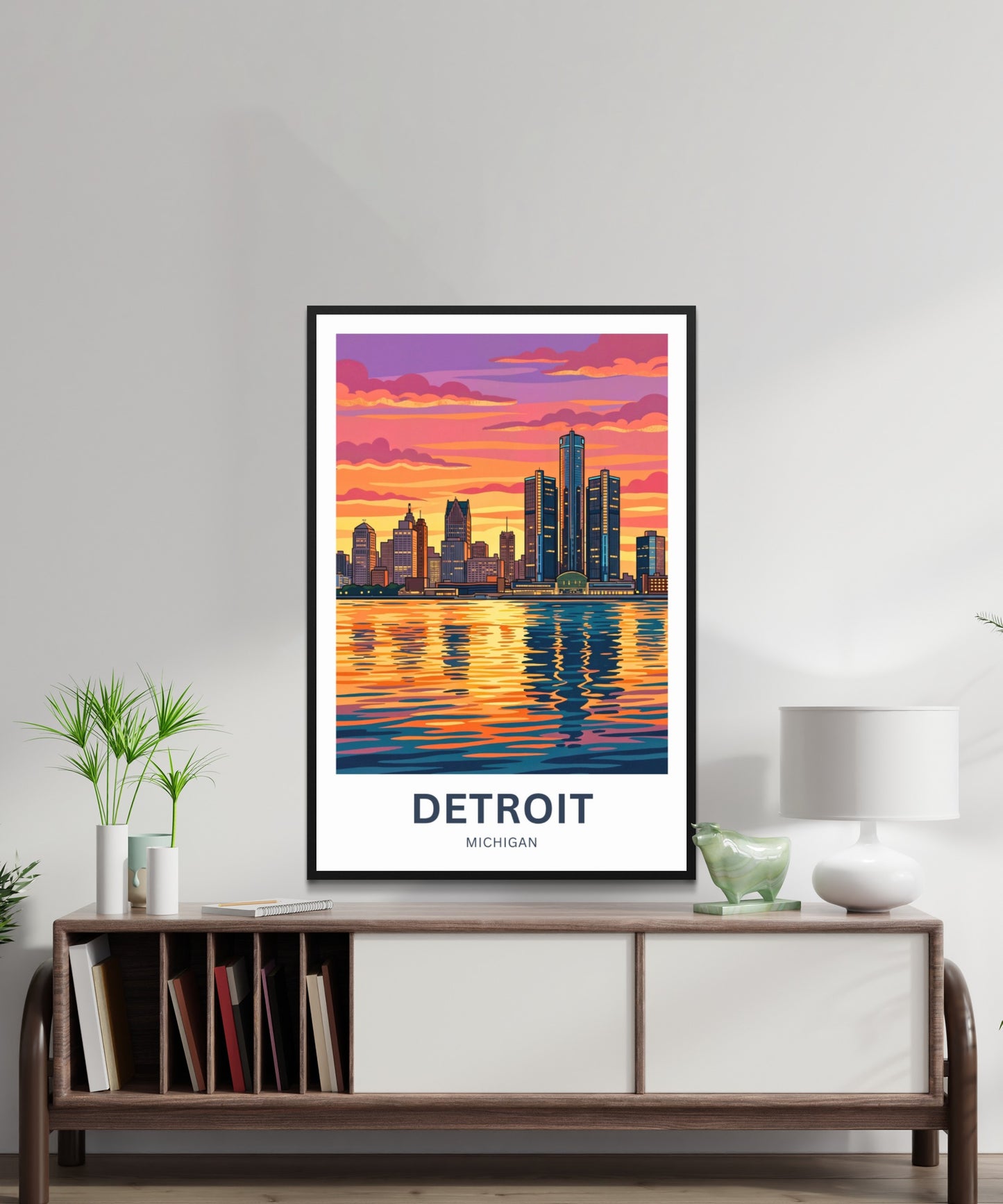 Detroit Travel Poster - City Lights