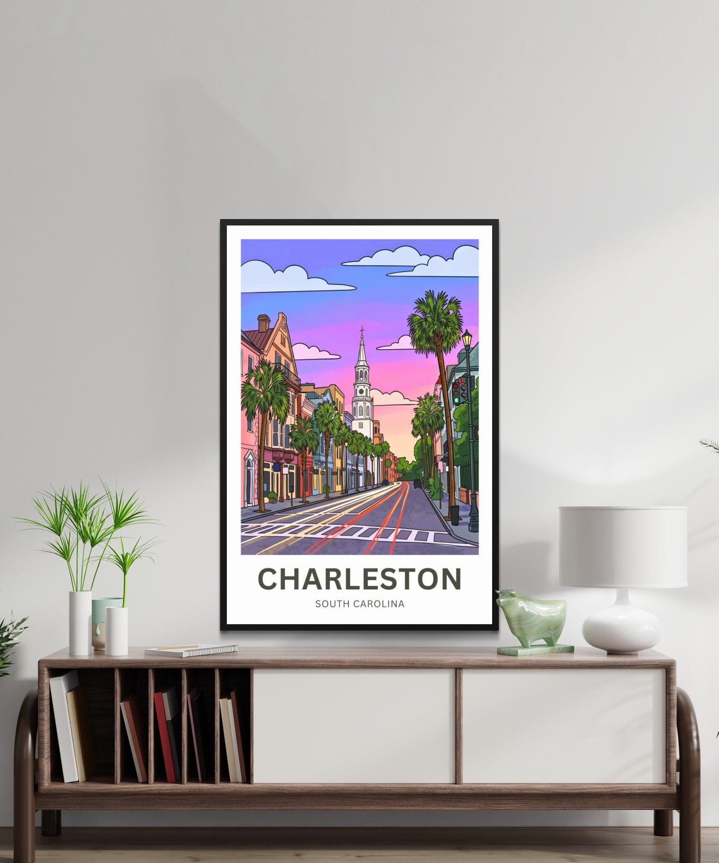 Charleston Historic District Travel Poster - Garden Streets