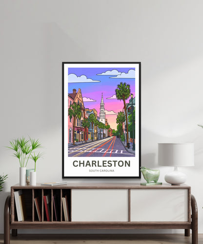 Charleston Historic District Travel Poster - Garden Streets