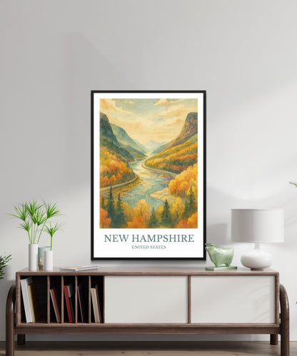 New Hampshire, Watercolor design poster, United States Print, New Hampshire Wall Art