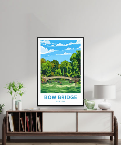 Bow Bridge  Travel Poster - New York Iconic Bridge