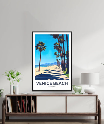 Venice Beach Travel Poster - Sun-kissed shores and vibrant boardwalk energy