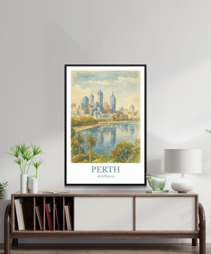 Perth, Watercolor design poster, Australia Print, Perth Wall Art