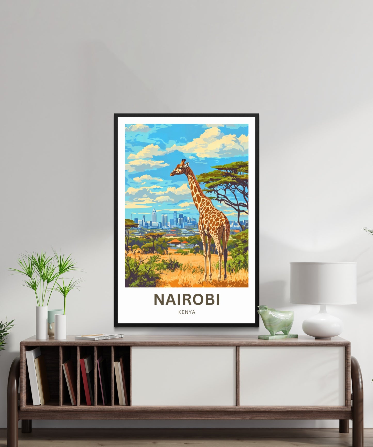 Nairobi Travel Poster - Captivating Zebra and City