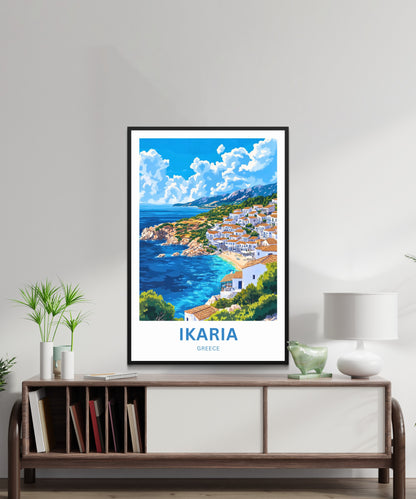 Ikaria Beach Travel Poster  - Captivating Aegean Living