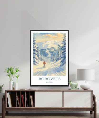Borovets, Watercolor design poster, Bulgaria Print, Borovets Wall Art