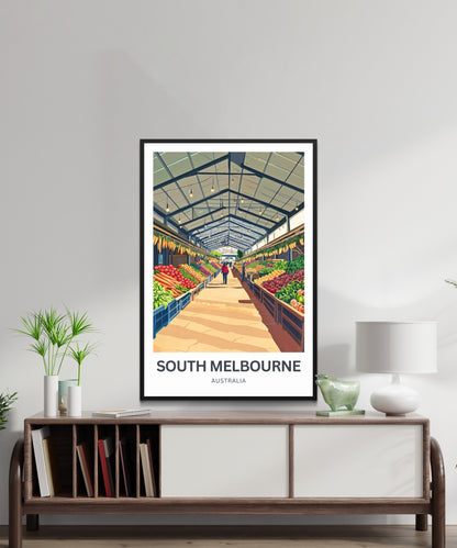 South Melbourne Market Travel Poster  - Gather, Taste, Discover