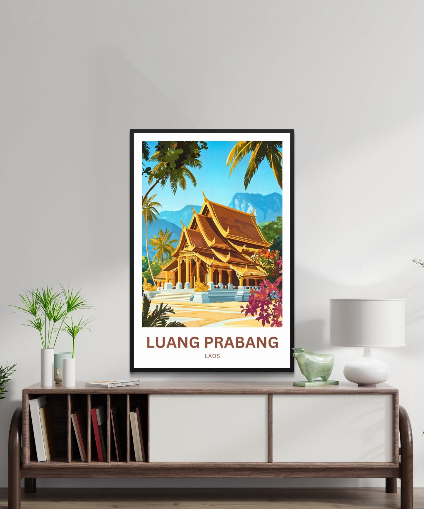 Luang Prabang Travel Poster - Famous Temple in Laos
